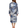 thumbnail image 2 of Xoenoiee Blue Golden Marble Print Women Long House Coat Zipper Front Robes Full Length Nightgowns with Pockets Loungewear Bathrobe, Size S, 2 of 7