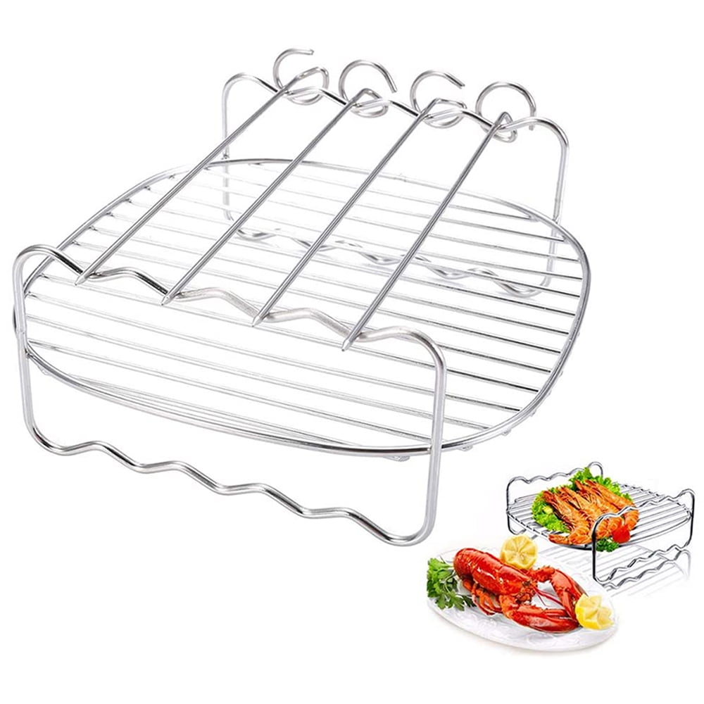 Air Fryer Double Layer Rack, MultiPurpose Grilling Stand, Stainless