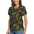 thumbnail image 5 of Yiaed Mardi Gras Surface Print Women's T Shirt V-Neck Short Sleeve Shirt Casual Breathable Tee Summer Tops-XX-Large, 5 of 5