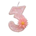 thumbnail image 1 of Floral Cake Topper, Spring Birthday Decor, Pink Daisy Flower Number 3 Candle With Tray - Fairy First Birthday Decorations, Glitter Cake Topper for Princess & Garden Parties, Flower H Number 3, 1 of 6