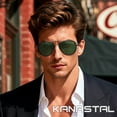 thumbnail image 3 of KANASTAL Polarized Sunglasses Men Women Metal Frame UV400 Sun Glasses,  Classic Adjustable Spring Hinges Double Bridge Aviation Deep Green Lens, 3 of 7