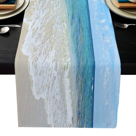 AUQ Table Runner,Summer Ocean Theme Design Table Cloth,Premium Linen Table Cloth Rectangle Table,33cm*183cm,Style6