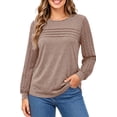 thumbnail image 3 of UVN Blouses for Women Dressy Lace Pleated Tunic Tops Casual Long Sleeve Fall Shirts, 3 of 9