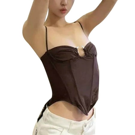 

Womens Pure Desire Fishbone Slim Slim Irregular Camisole Vest Female Vest Sling Fitted Shirt Workout Tops for Women Camisole with Bra Women Ladies Tops Cotton Handkerchief