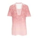 thumbnail image 4 of Tops Cortos para las Mujeres Blusas Impresas Manga Corta Turndown Collar Camiseta, Tops de Blusa para las Mujeres Casual, 4 of 4
