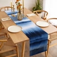 thumbnail image 3 of Blue Stripes Table Runner - 48 Inch Long, Kitchen Dining Table Runner Dresser Scarves, Watercolor Vintage Abstract Gradient Mottled Farmhouse Decor for Coffee Tables Wedding Party Banquet, 3 of 8