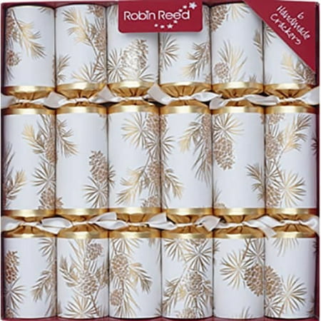 Christmas Cracker Wedding Favours Robin Reed English Holiday Christmas Crackers, Pack of 10 - Gold Glitter Pine Cone ()