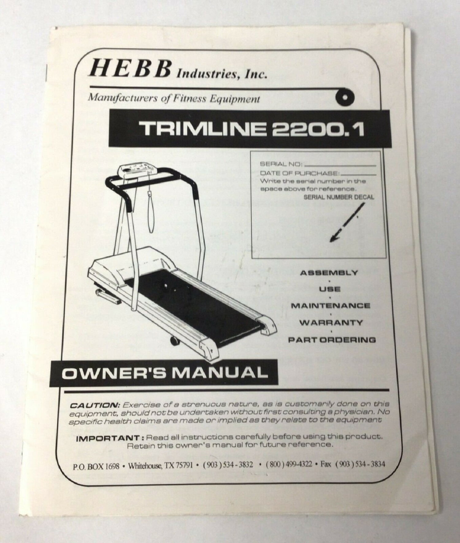 Trimline 2600 treadmill manual hotsell