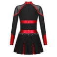 thumbnail image 2 of Eandarui Kids Girls Cheerleading Dress Cheer Leader Sequins Long Sleeve Dress with Flower Balls Black&Red 6, 2 of 5