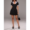 thumbnail image 6 of Women'S Y2k 2 in 1 Short Sleeve Mini Dress Collared Going Out A Line Dresses Black L, 6 of 9