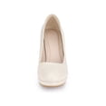 thumbnail image 2 of BLISSFUL STEP Stylish Women's Platform Round Toe Chunky Heel Pumps for All Occasions Cream 11, 2 of 8