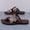 Brown, variant on Men's Toe-Ring Cross-Strap Leather Slide Sandals, Breathable Casual Summer Slippers