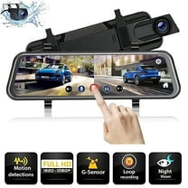10" 1080P Mirror Dash Cam, Full Touch Screen Backup Camera with Front and Rear View Parking Monitor, Super Night Vision, Motion Detection, Loop Recording, 24H Parking Mode, Easy to Install