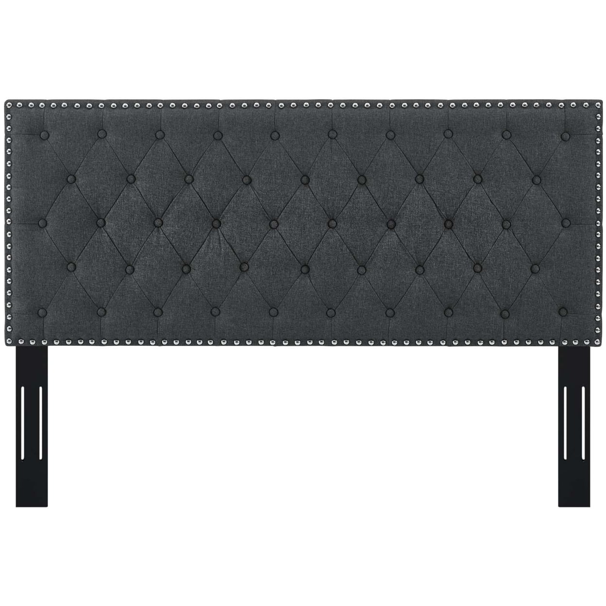 Modway Helena Tufted Full/Queen Upholstered Linen Fabric Headboard in Gray