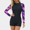 thumbnail image 2 of TaTaai Women Full Zip Long Sleeve One Piece Surfing Wetsuit Printed Modest Diving Swimsuit Stretch Ladies Beach Sports Vacation Wear UV Protection Comfortable Swimwear Gift, 2 of 7