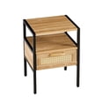 thumbnail image 2 of Boho Nightstand, Rattan End Table, Metal Legs, Natural, 2 of 13