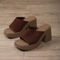 thumbnail image 6 of Women's Knitted Platform Heeled Mules, Peep Toe Chunky Heel Dress Sandals, Comfortable Slip-On High Heel Shoes for Spring Summer Wear, 6 of 10
