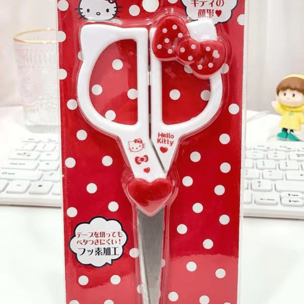 Tijeras Kawaii Sanrio Hello Kitty My Melody Kuromi, cortador de papel de acero inoxidable, corazón de niña, suministros de papelería de dibujos animados delicados