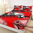 thumbnail image 3 of Gaming Fitted Sheet Teens Red And Black Gamer Sheets Video Game Bed Sheets Room Decor Bedding Twin Size 2 Pieces Sheets, 1 Fitted Sheet with 1 Pillowcase, 3 of 5