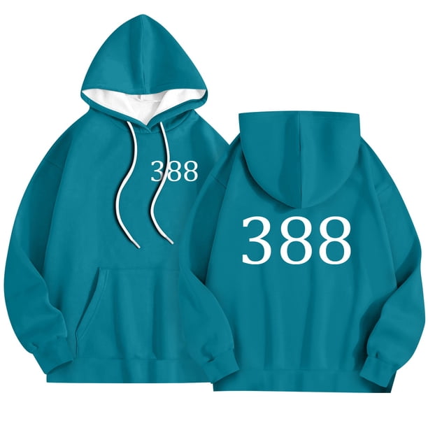 Squid Game Player Kids Hoodie Sweatshirt – Official Green Cosplay Hoodie for Children, Ideal for Squid Game Fans and Events Blue 150