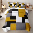 thumbnail image 2 of Castle Fairy Mid Century Block Composition Quilt King 3 Pieces,Minimalism Geometric Panel King Coverlet Set,Ochre Gray Black,1 Bedspread and 2 Pillowcases, 2 of 7