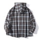thumbnail image 4 of Blusa de manga larga con capucha para hombre, estilo holgado, a cuadros, con botones y cordón ajustable, de poliéster., 4 of 4