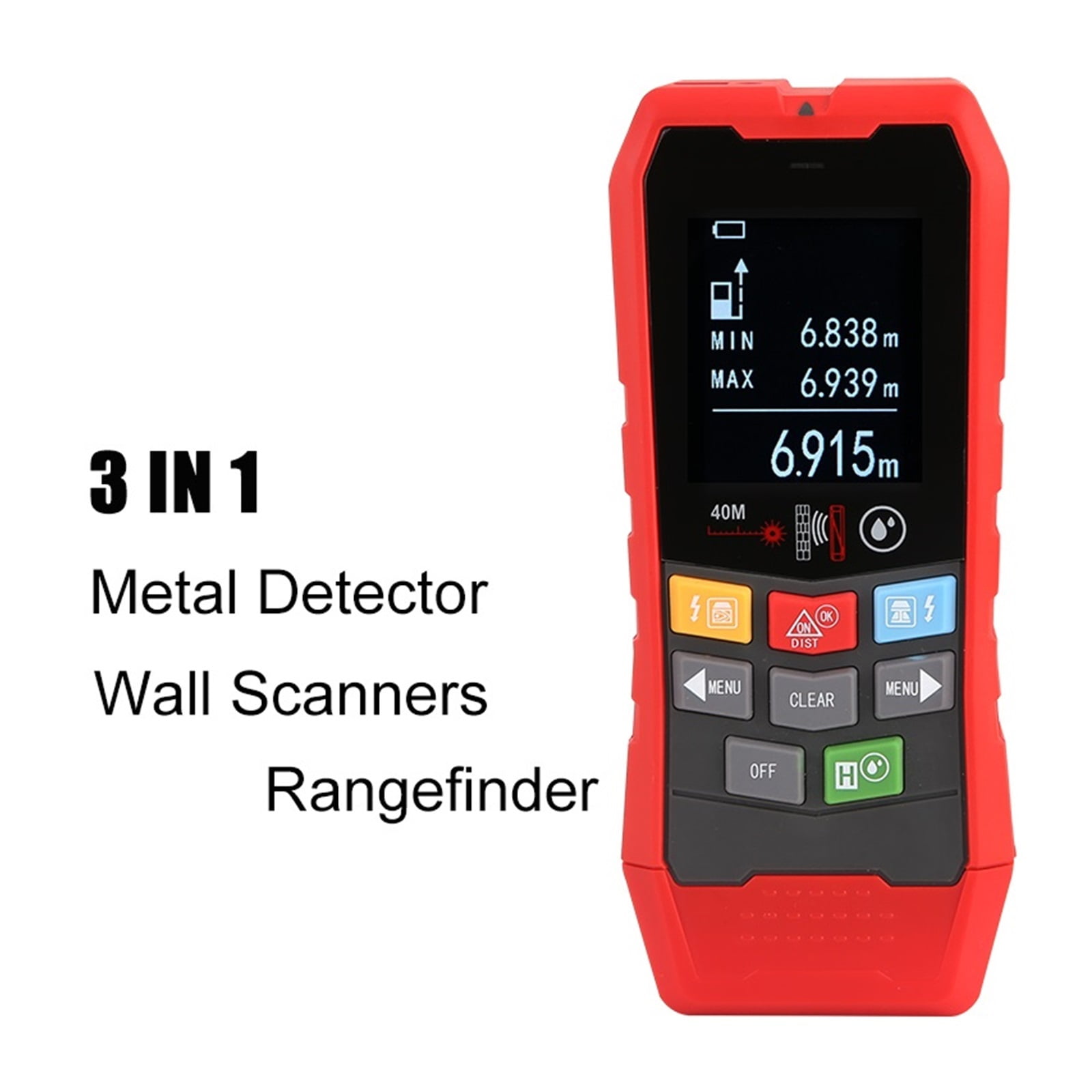 4 IN 1 Multifunctional Metal Detector Wall Scanners Rangefinder Wood AC Voltage Live Wire Stud Finder Meter Tester ,Accurate and Quick - 387S_0