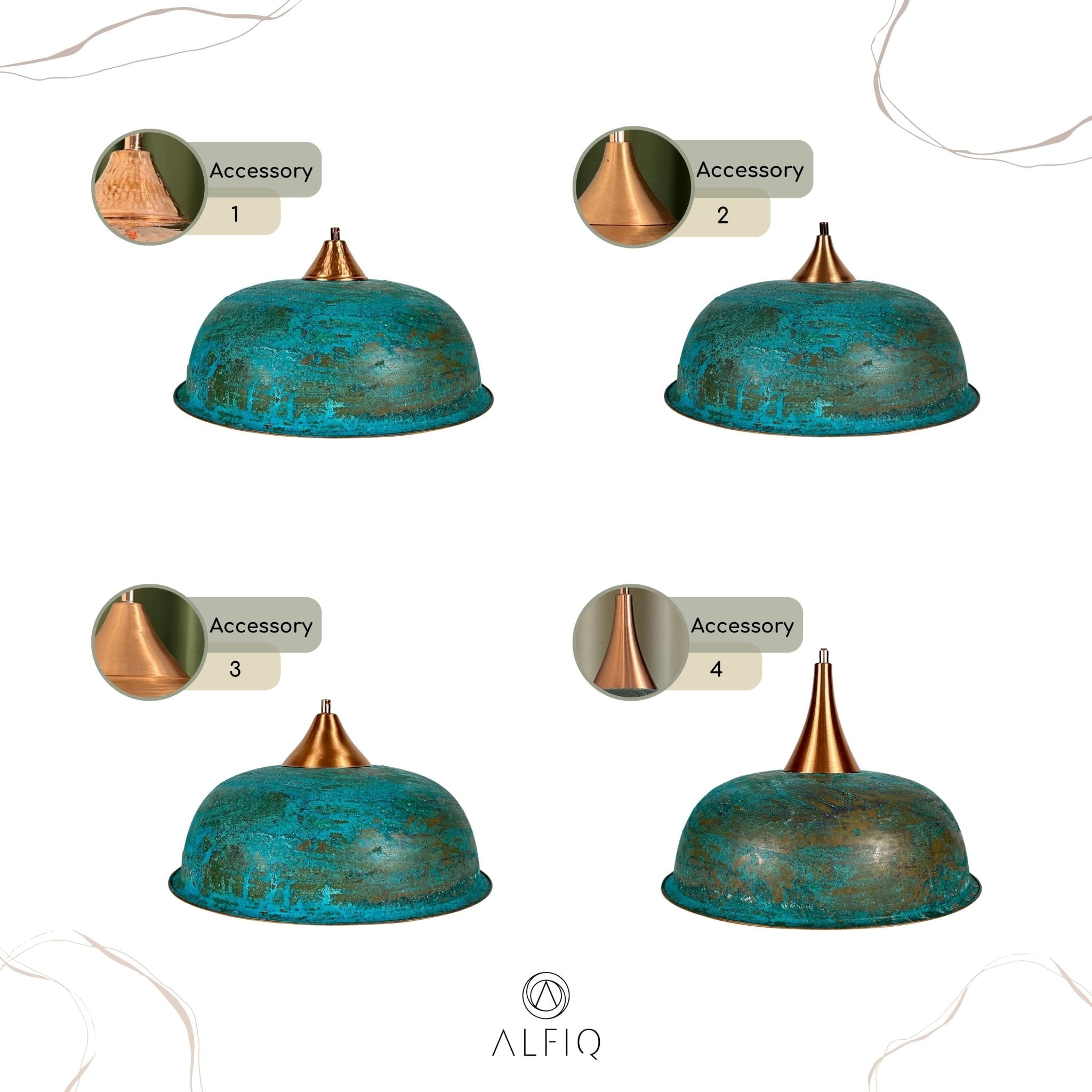 Handmade Hammered Copper Green Patina Pendant Light – Rustic Farmhouse Ceiling Fixture for Kitchen Island, Dining Room & Living Space, Office and Bar | Vintage Hanging Light with Mounting Set