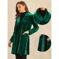 thumbnail image 2 of DARING DIVA Women's Velvet Lapel Double-Breasted Long Outerwear Winter Coats L Dark Green, 2 of 6