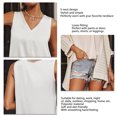 thumbnail image 3 of Camiseta sin mangas de satén con cuello en V para mujer, chaleco sin mangas de verano de Color puro holgado para uso diario, 3 of 6