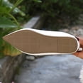 thumbnail image 6 of Women's Wide Width Pointed Toe Flats, Breathable Faux Leather Slip-On Shoes, Comfortable Soft Sole Walking Shoes for Daily Wear, Work, Party - White/Beige, 6 of 10