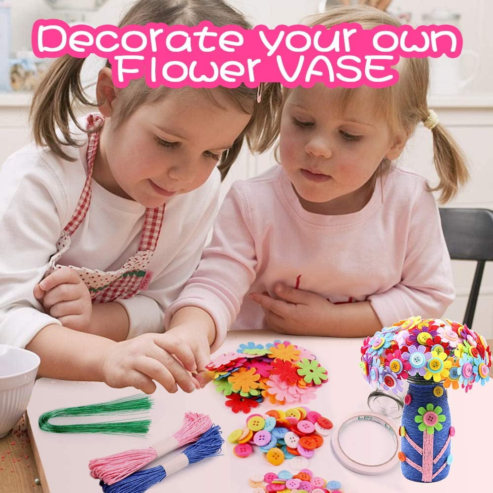 Lnkoo Make Your Own Bouquet with Buttons and Petal Flowers Craft Kit (122 Pieces)