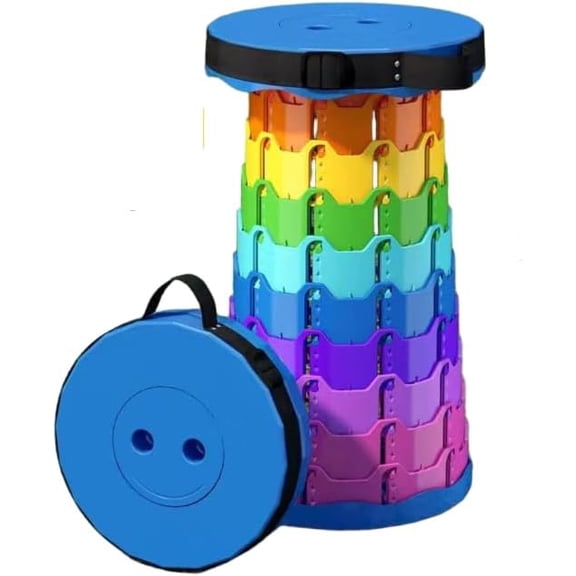 Portable Retractable Folding Stool,400lbs Max Weight, Adjustable Camping Stool for Outdoor Travel Fishing Hiking BBQ -Blue
