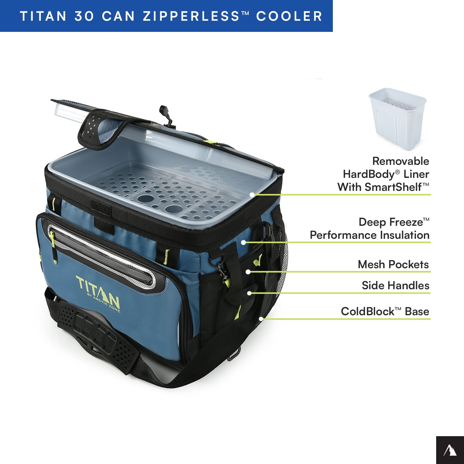 Titan by Arctic Zone 30 Can Zipperless Soft Cooler, Marine Blue