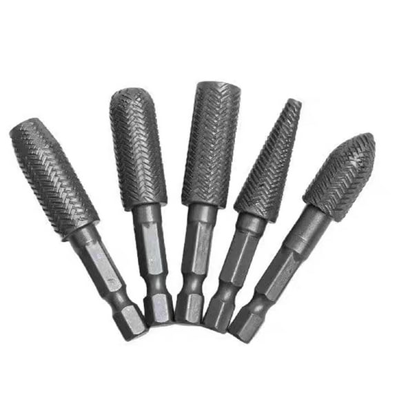 5Pcs Drill Bit Rotary Rasp File Set for Woodworking Cutter Carving Tool Carpentry Cutting Tool Bit Set