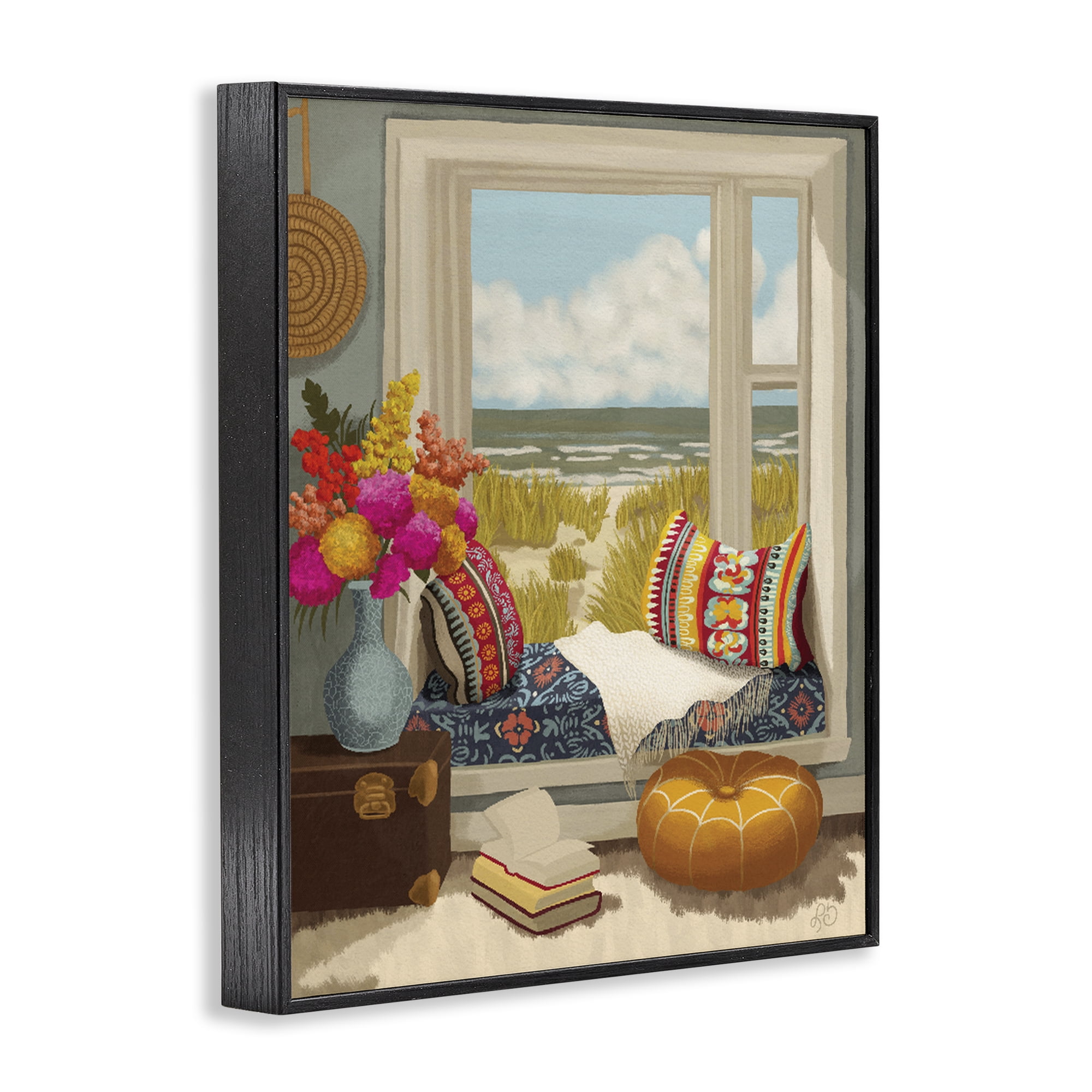 Stupell Industries Coastal Vacation Window Seat Black Framed Giclee Art, design by Lisa R Dumm