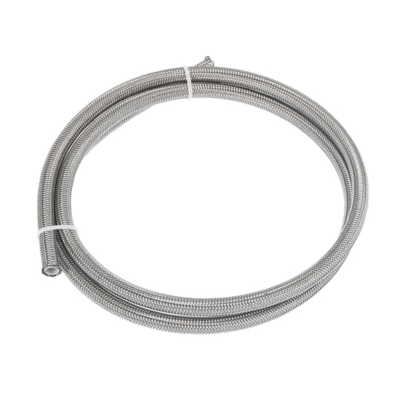 Unique Bargains 1 Meter Braided for E85 Car Oil Fuel Gas Line Hose Silver AN4 1/4"