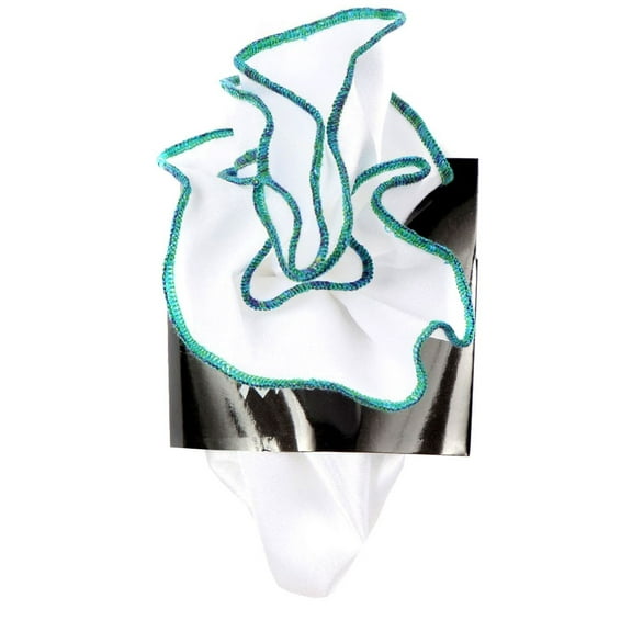 PS-Z-RD-19 - Round Pocket Square Accessory - White Green Blue