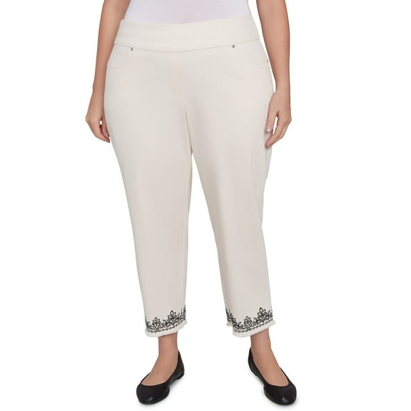 Alfred Dunner Womens Plus-Size Classic Cuffed Medallion Ankle Pant
