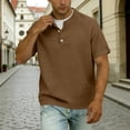 thumbnail image 5 of BVnarty Men's Button Placket Stand Collar Short Sleeve Shirt, Retro Relaxed‑Fit Summer Casual Tops Brown M, 5 of 8