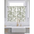 thumbnail image 2 of Tier Curtains 45 Inches Long, Sage Green Flower Window Treatment Curtain Drapes, Vintage Country Rose Leaf Floral Window Half Privacy Curtains for Bedroom Bathroom, 42"x45", 2 Panels, 2 of 7