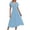 Blue, variant on Elegant Long Casual Dress with Overlap Neckline, Batwing Sleeves, and Waist Pleats – Women’s Satin A-Line Maxi Dress with V-Neck and Ruched Fit for Summer Evening Wear