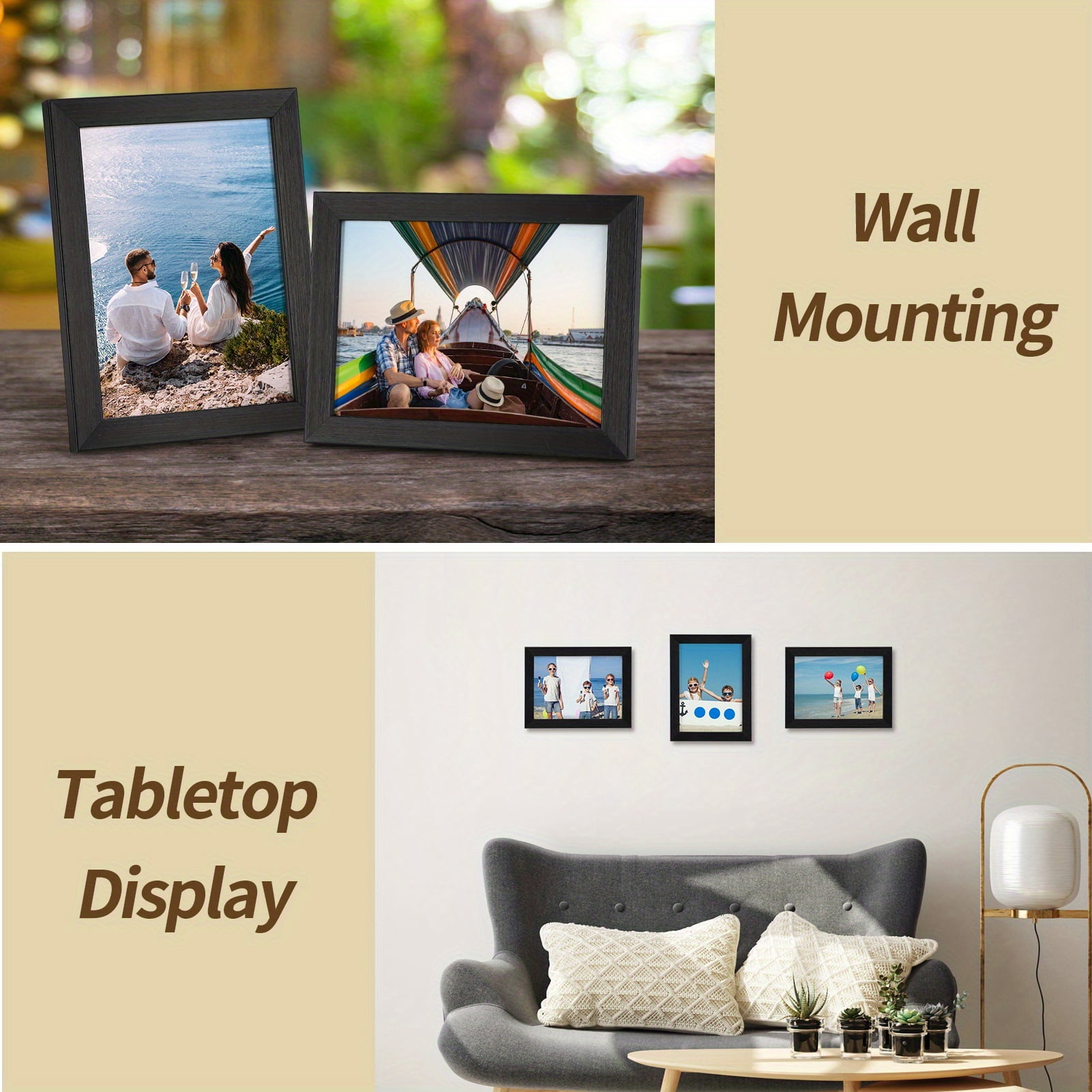 Serwrsw 4x6 Glass Picture Frames Set Of 4 - Black Border Tabletop Frames For Photos, Display Vertically Or Horizontally - View #5