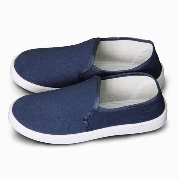 Man's Canvas Flat Shoes Casual Walking Driving Sneakers Non Slip Sole Comfortable Slip on Loafers for Everyday Wear Blue Size 9