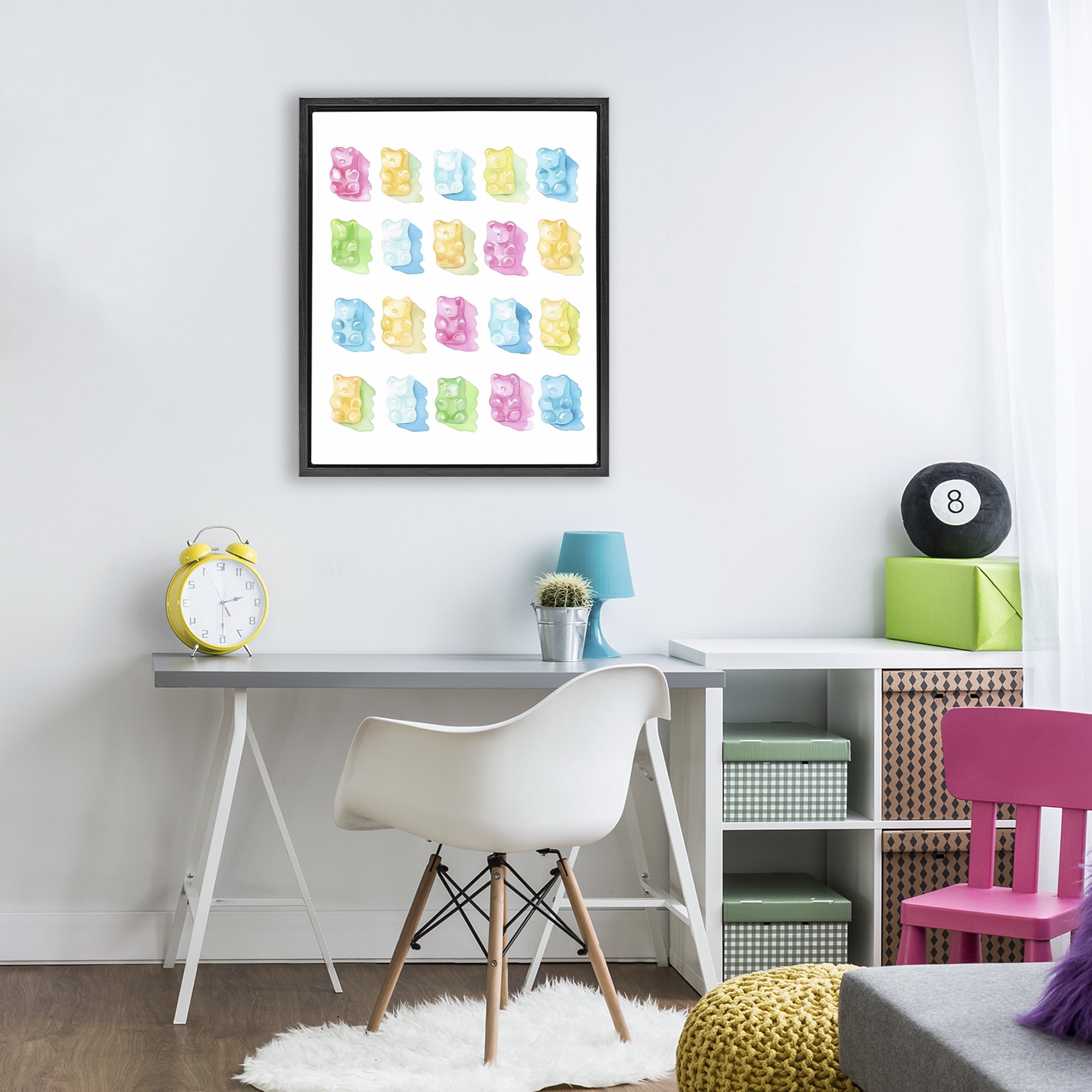 Pastel Candy Bears Collection Black Framed Floater Canvas Wall Art, design by Lil' Rue