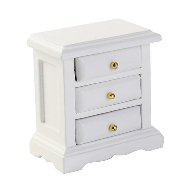Miangastore White Miniature Furniture Toy Creative Decorative Drawer Cabinet Model for Dollhouse Synth Material