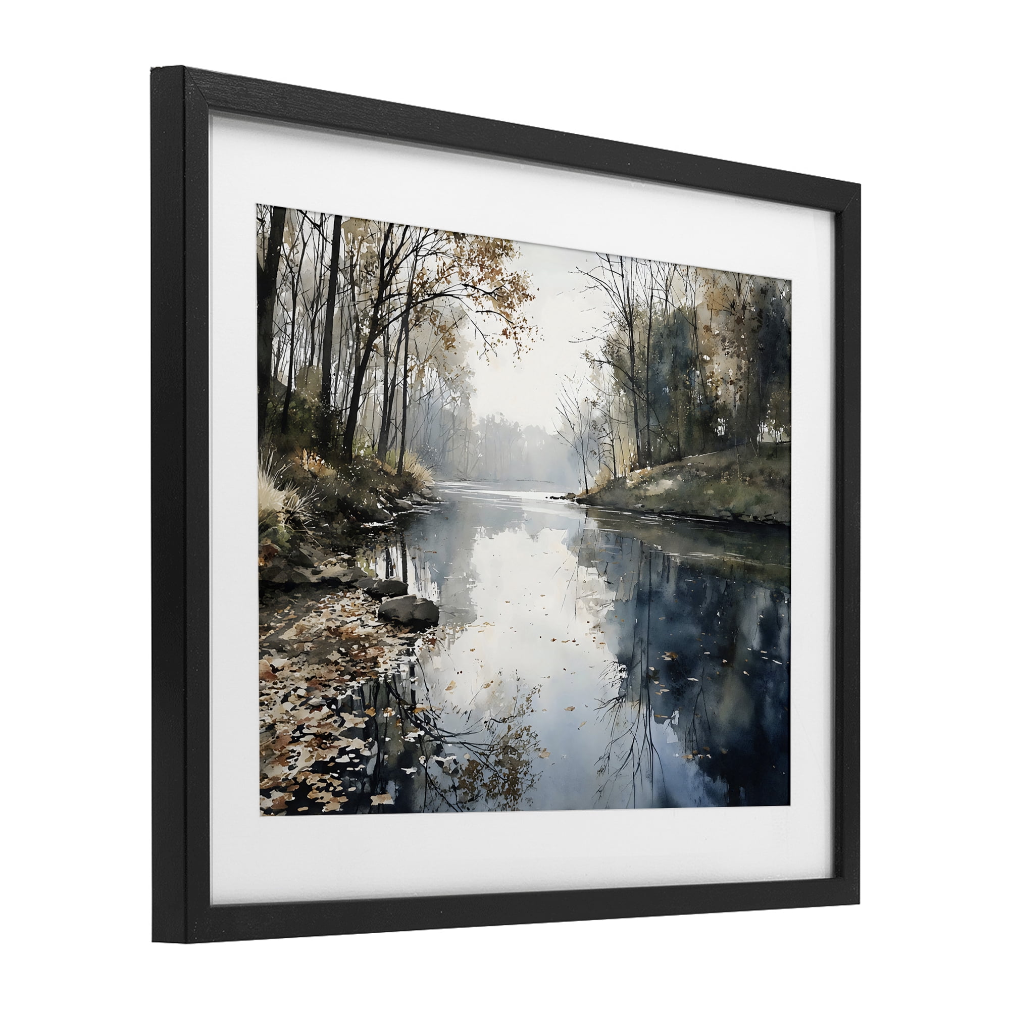 Stupell Industries Fall Lake Reflection Black Framed Print Under Glass, design by Franklyn Gregory