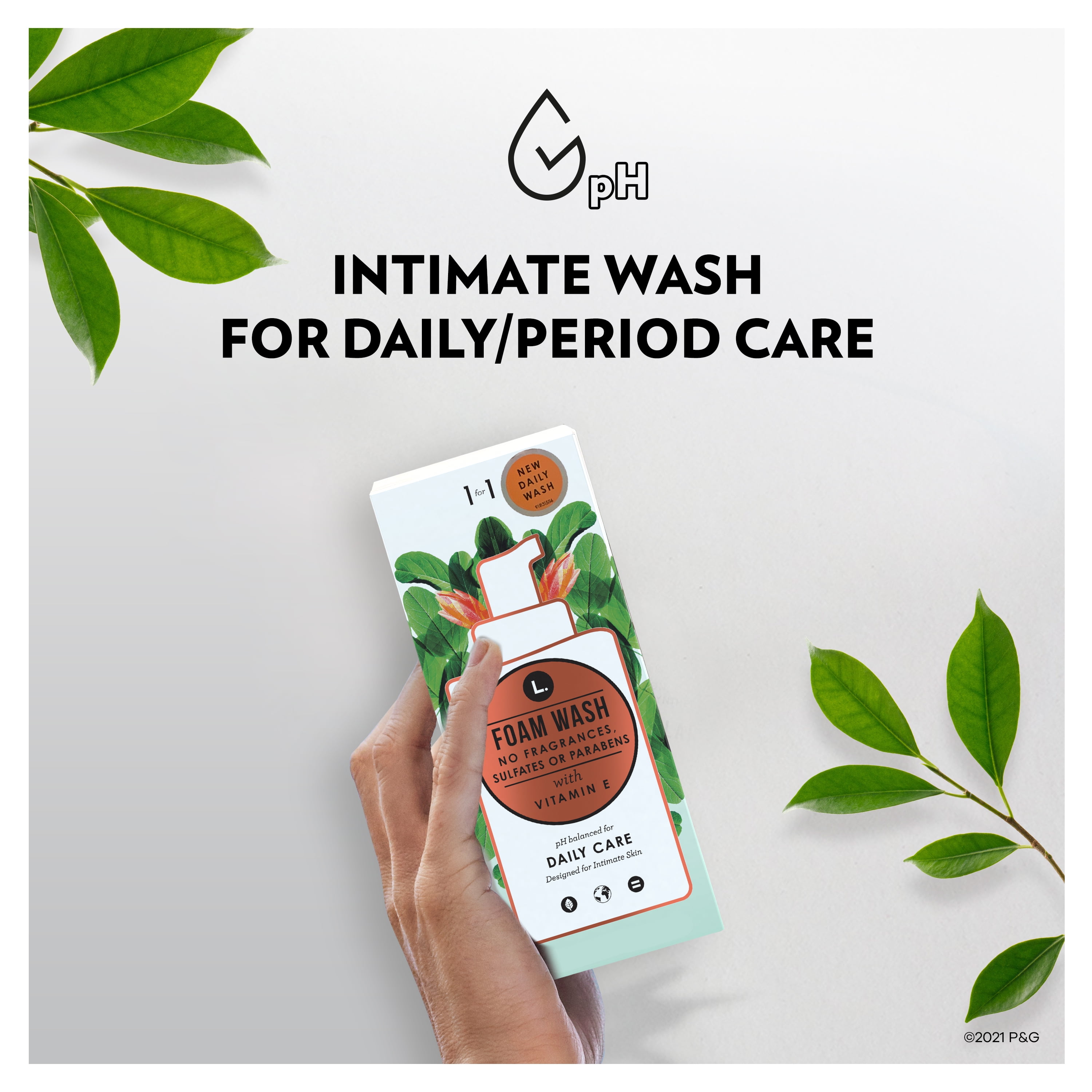 L. Fragrance Free Daily Care Foaming Wash, pH Balanced, Free from Fragrances, Sulfates or Parabens, 6 fl oz