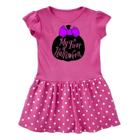 

Inktastic My 1st Halloween with Pumpkin and Purple Bow Gift Baby Girl Dress