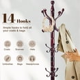 thumbnail image 4 of Wooden Coat Rack Stand, Vintage Natural Birch Wood Coat Racks Freestanding, Solid Coat Tree Stand with 14 Hooks, Classic Sturdy Coat Racks Hall Tree for Entryway, Office, 4 of 8